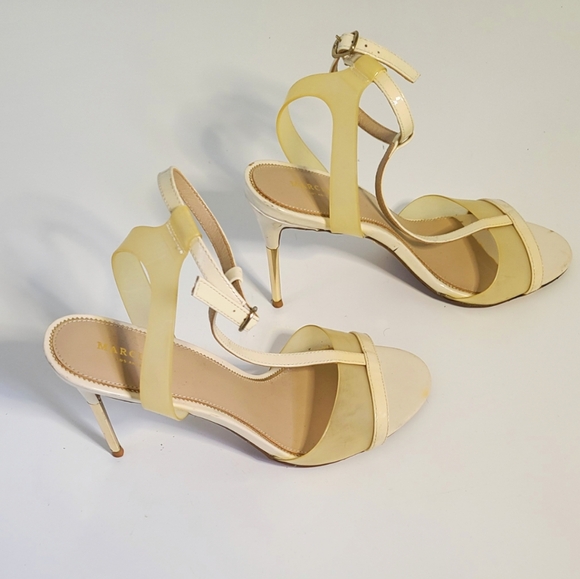Marciano cream and pvc t strap cut-out leather heels size 41 - Picture 1 of 6